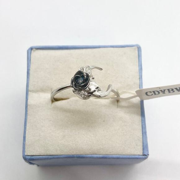 Size 10 925 Skull and Crescent Moon Rainbow Topaz Ring - Picture 2 of 11